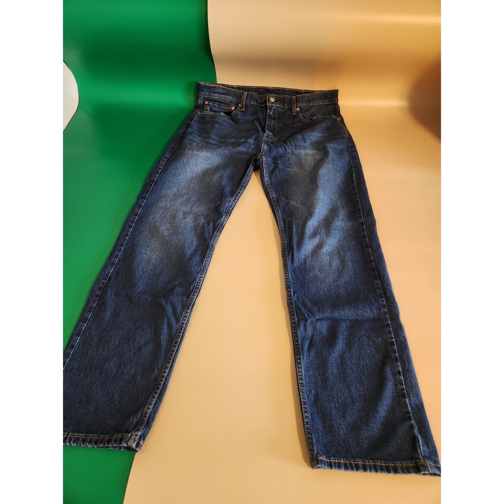 Levi's 502 Regular Taper Jeans Mens 38x32 Dark Wash Blue Stretch Denim